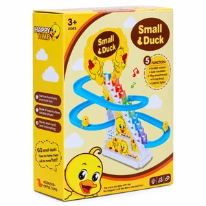 Interactive Small Duck Climbing Stair Track Toy with 3 Ducks, Music, LED Lights and Automatic Moving Staircase for Kids (668-10)